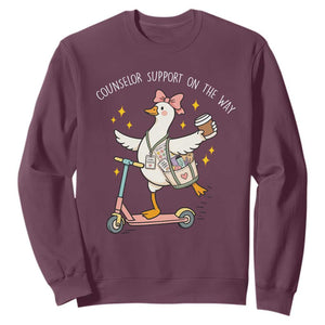 Counselor Support On The Way Sweatshirt Silly Goose School Counselor TS14 Maroon Print Your Wear