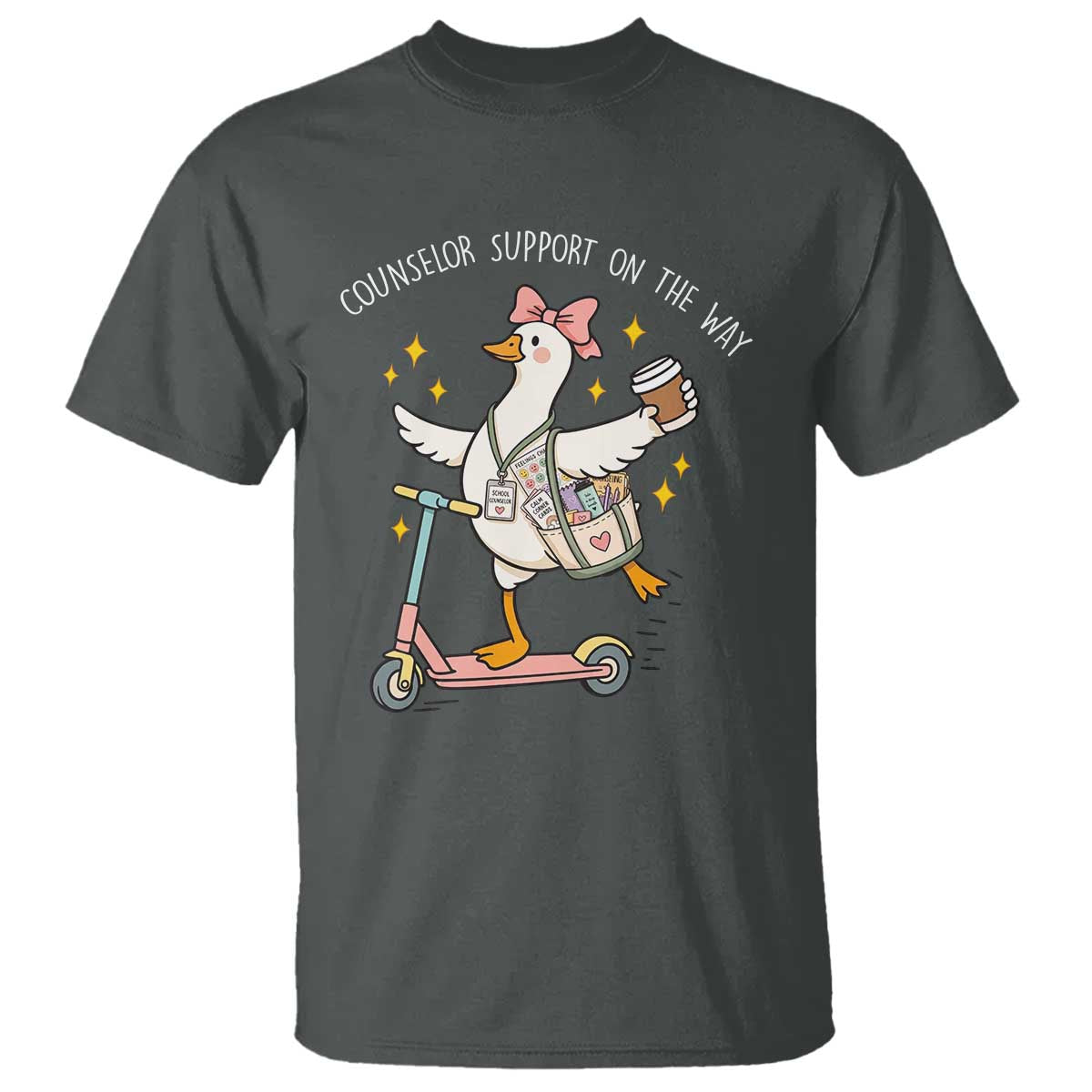 Counselor Support On The Way T Shirt Silly Goose School Counselor TS14 Dark Heather Print Your Wear