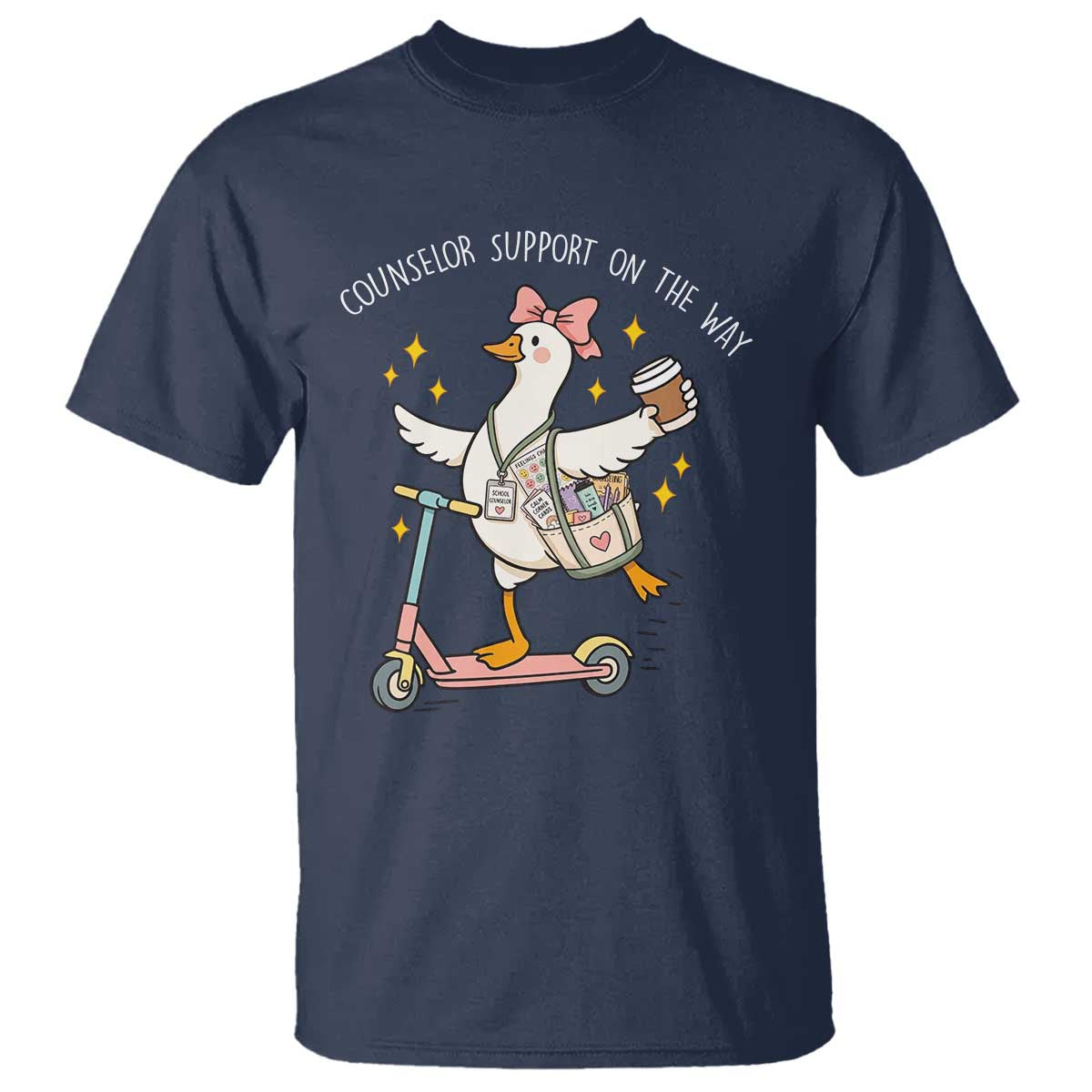 Counselor Support On The Way T Shirt Silly Goose School Counselor TS14 Navy Print Your Wear