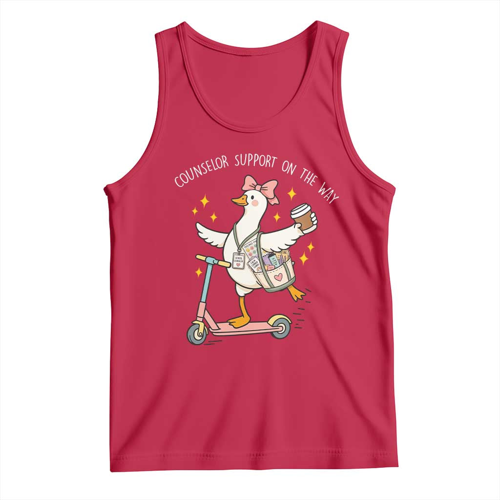 Counselor Support On The Way Tank Top Silly Goose School Counselor TS14 Red Print Your Wear
