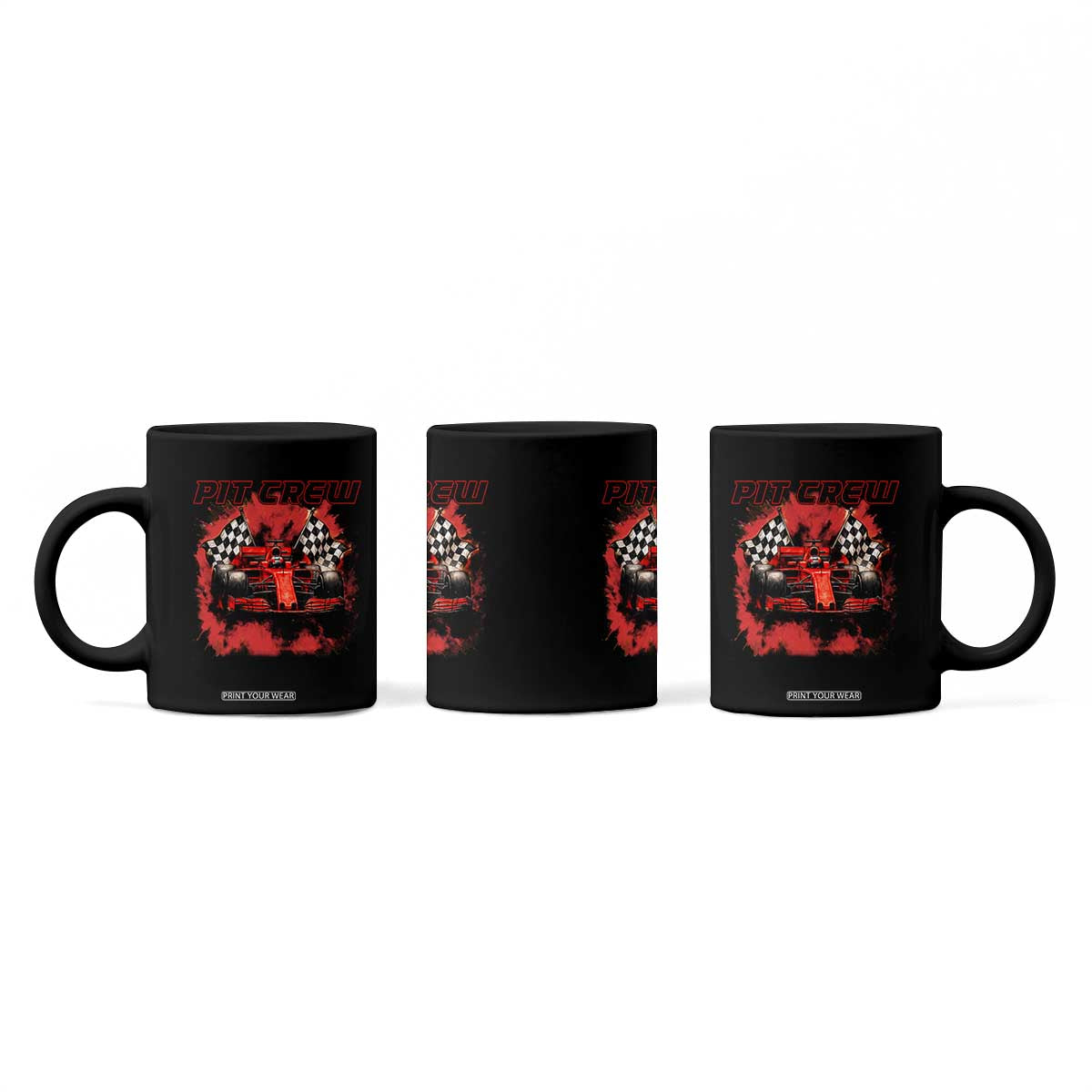 Racing Car Checkered Flag Coffee Mug Pit Crew Race Car TS14 Print Your Wear