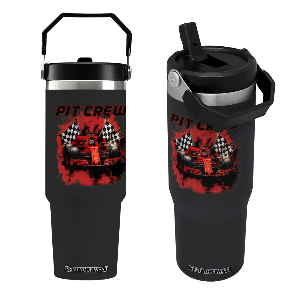 Racing Car Checkered Flag Flip Straw Tumbler Pit Crew Race Car TS14 One Size: 30 oz Black Print Your Wear