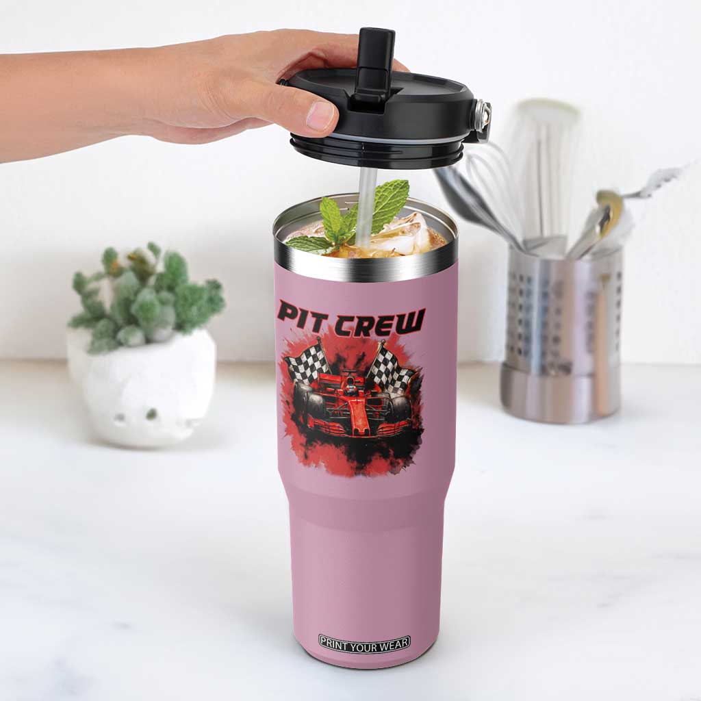 Racing Car Checkered Flag Flip Straw Tumbler Pit Crew Race Car TS14 One Size: 30 oz Light Pink Print Your Wear