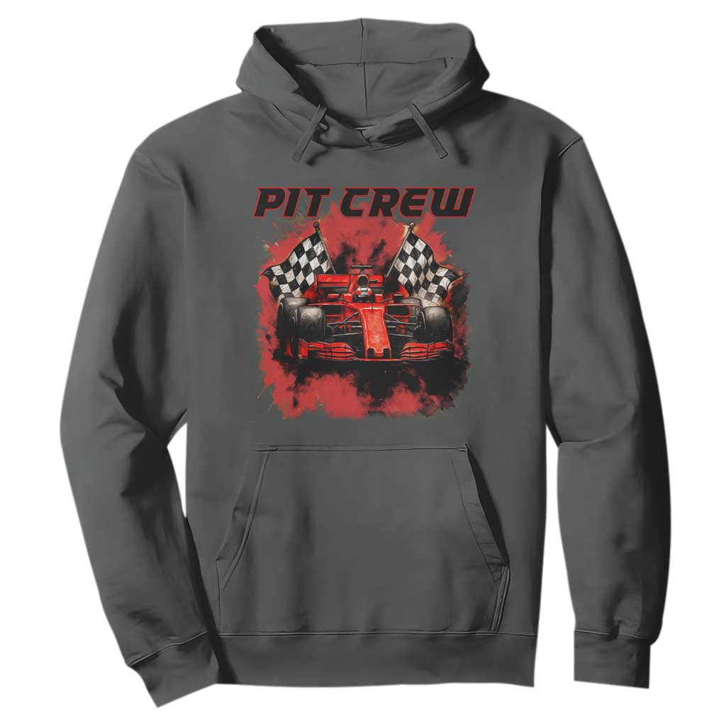 Racing Car Checkered Flag Hoodie Pit Crew Race Car TS14 Dark Heather Print Your Wear