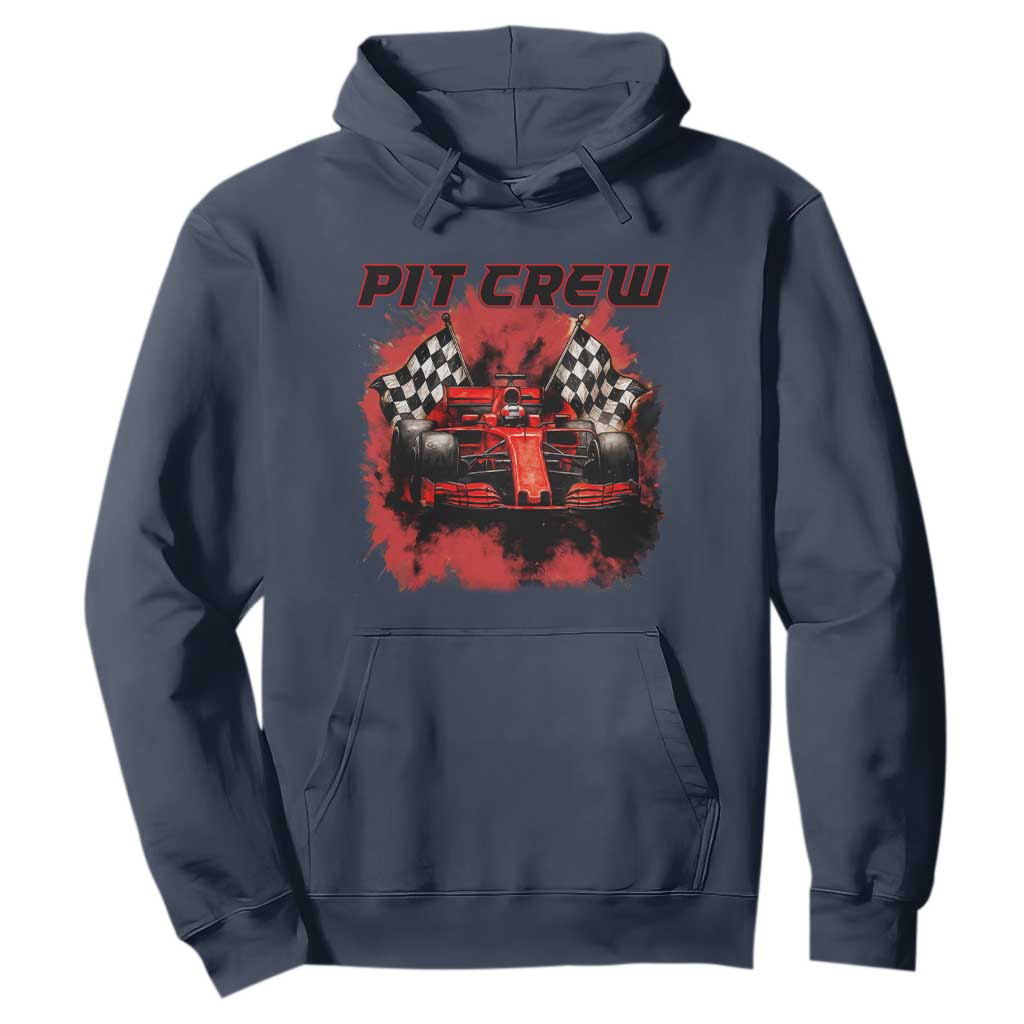 Racing Car Checkered Flag Hoodie Pit Crew Race Car TS14 Navy Print Your Wear