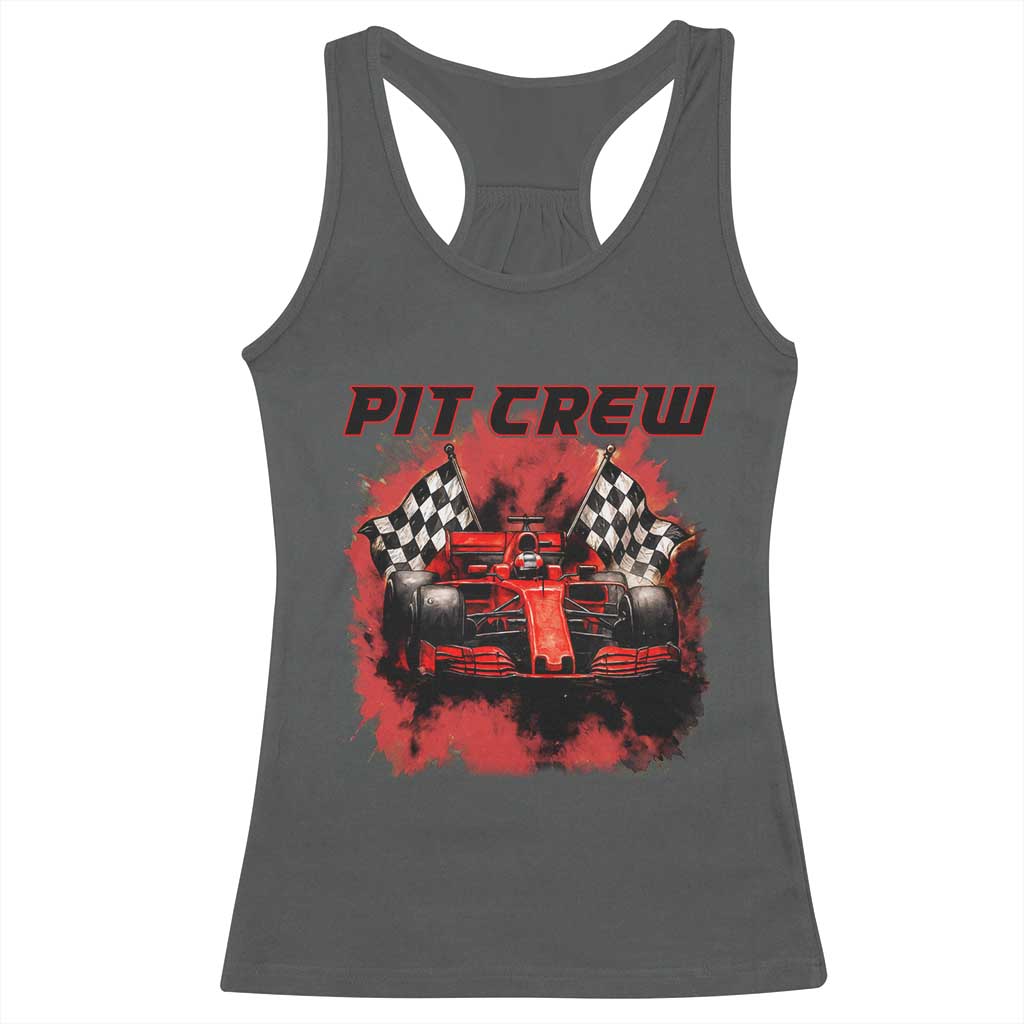 Racing Car Checkered Flag Racerback Tank Top Pit Crew Race Car TS14 Dark Heather Print Your Wear
