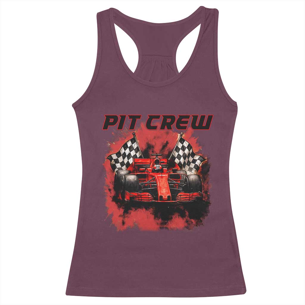 Racing Car Checkered Flag Racerback Tank Top Pit Crew Race Car TS14 Maroon Print Your Wear