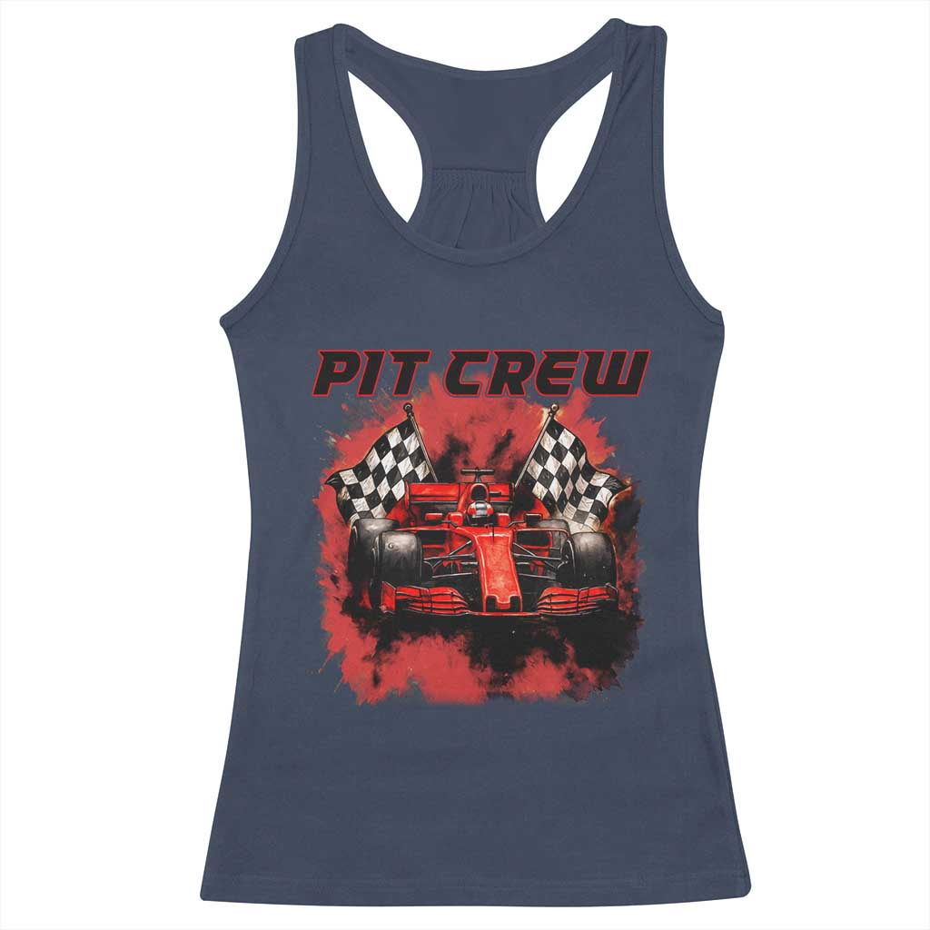 Racing Car Checkered Flag Racerback Tank Top Pit Crew Race Car TS14 Navy Print Your Wear