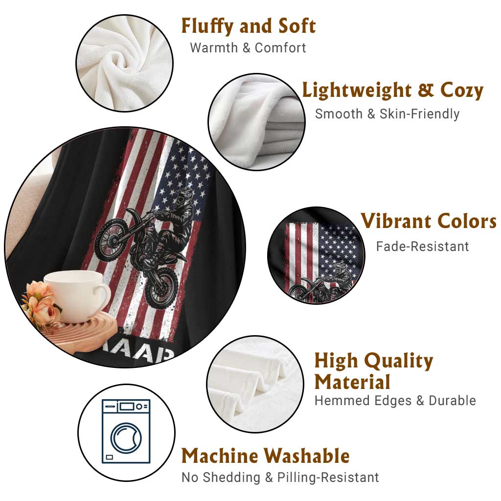 Dirt Bike Throw Blanket Braaap American Flag Motocross TS14 Print Your Wear