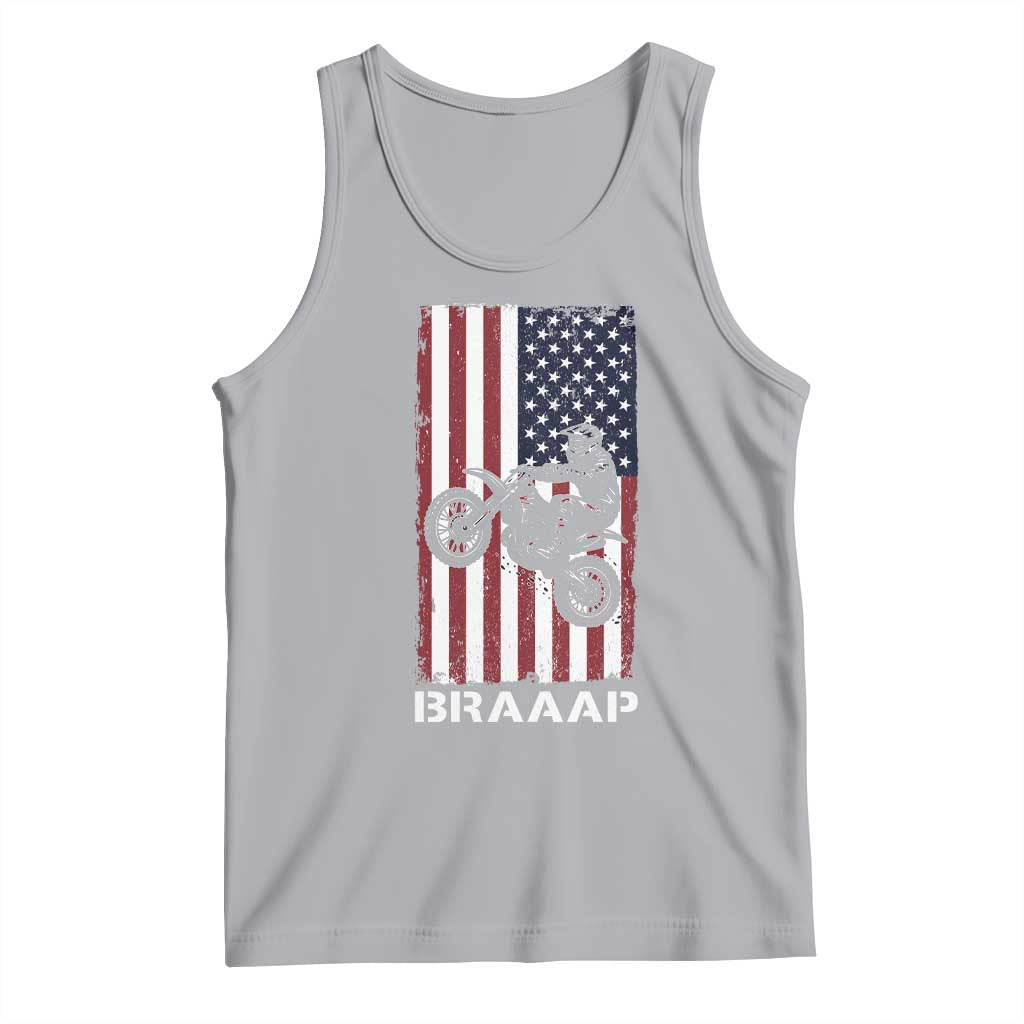 Dirt Bike Tank Top Braaap American Flag Motocross TS14 Athletic Heather Print Your Wear