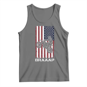 Dirt Bike Tank Top Braaap American Flag Motocross TS14 Black Heather Print Your Wear