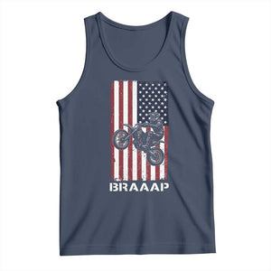 Dirt Bike Tank Top Braaap American Flag Motocross TS14 Navy Print Your Wear