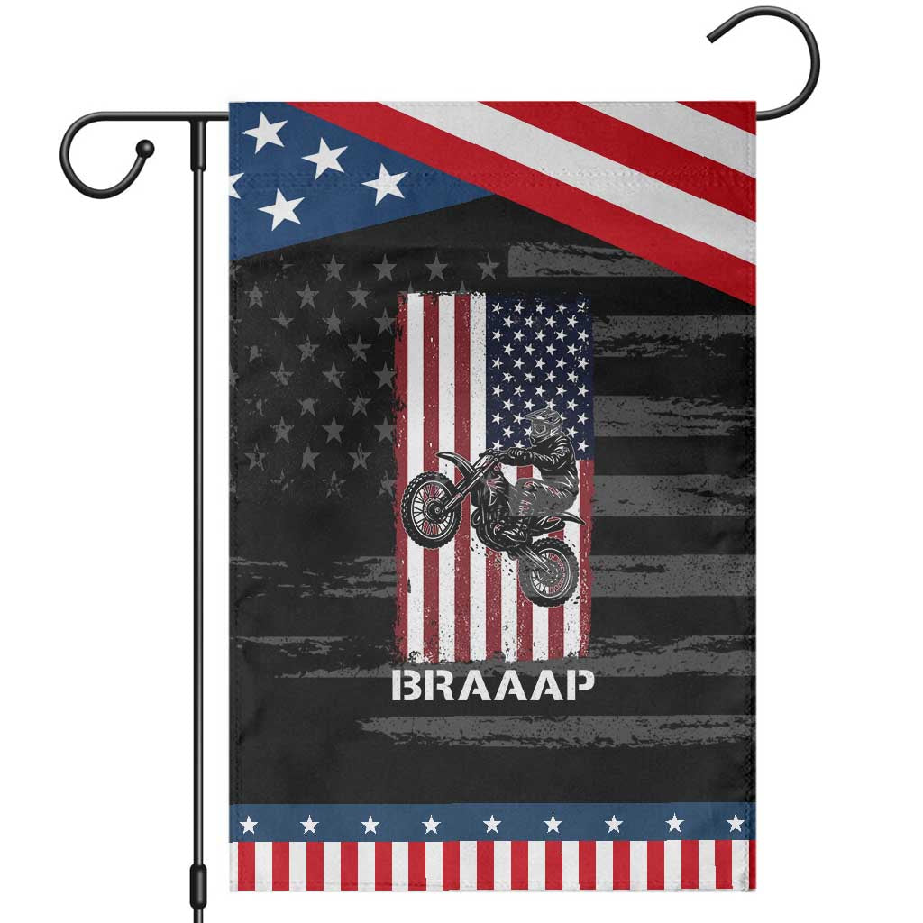 Dirt Bike Garden Flag Braaap American Flag Motocross TS14 Distressed Black Blue Print Your Wear
