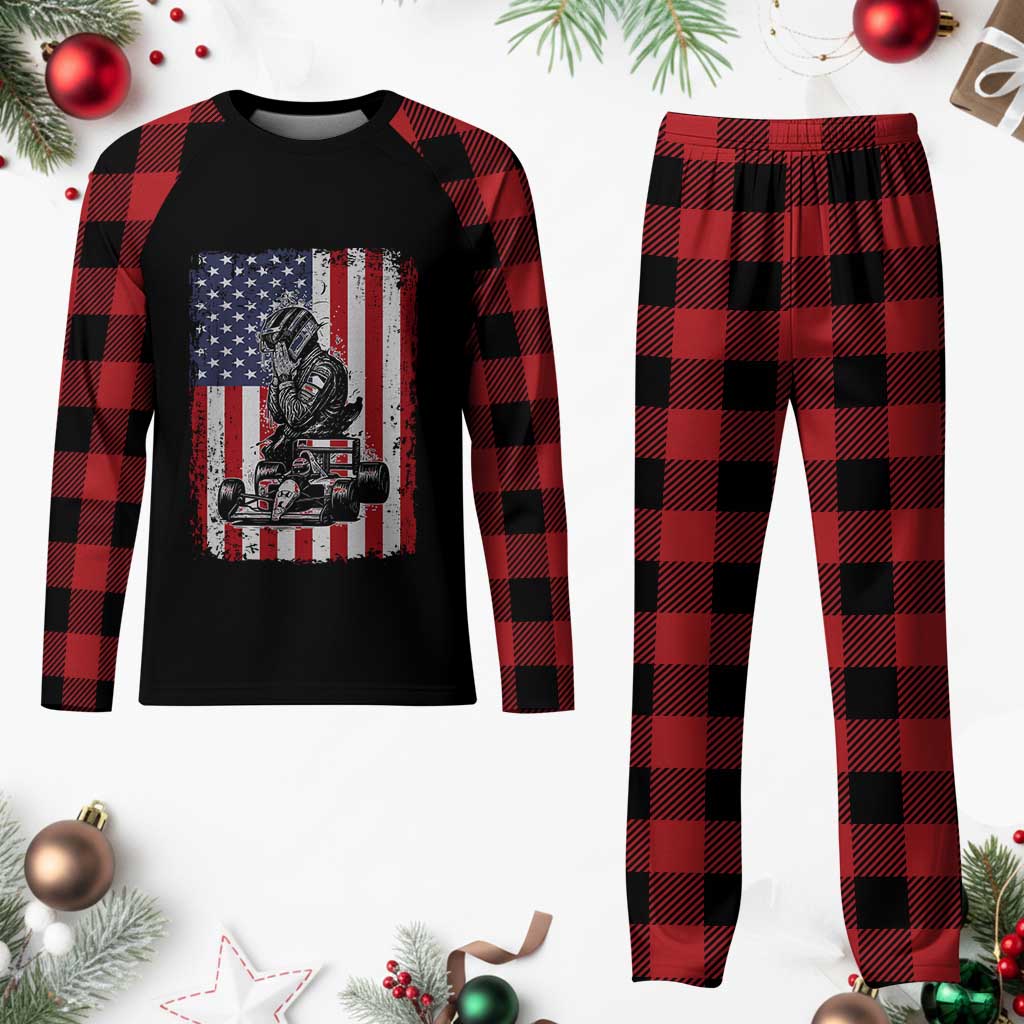 Patriotic Racing Car American Flag Race Plaid Pajama Set TS14 Buffalo Plaid Print Your Wear