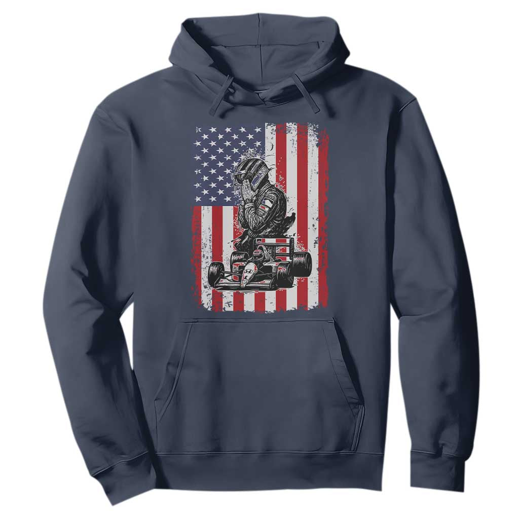 Patriotic Racing Car American Flag Race Hoodie TS14 Navy Print Your Wear