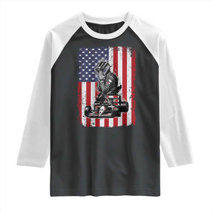 Patriotic Racing Car American Flag Race Raglan Shirt TS14 Black White Print Your Wear