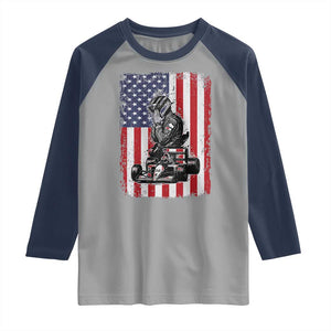 Patriotic Racing Car American Flag Race Raglan Shirt TS14 Sport Gray Navy Print Your Wear