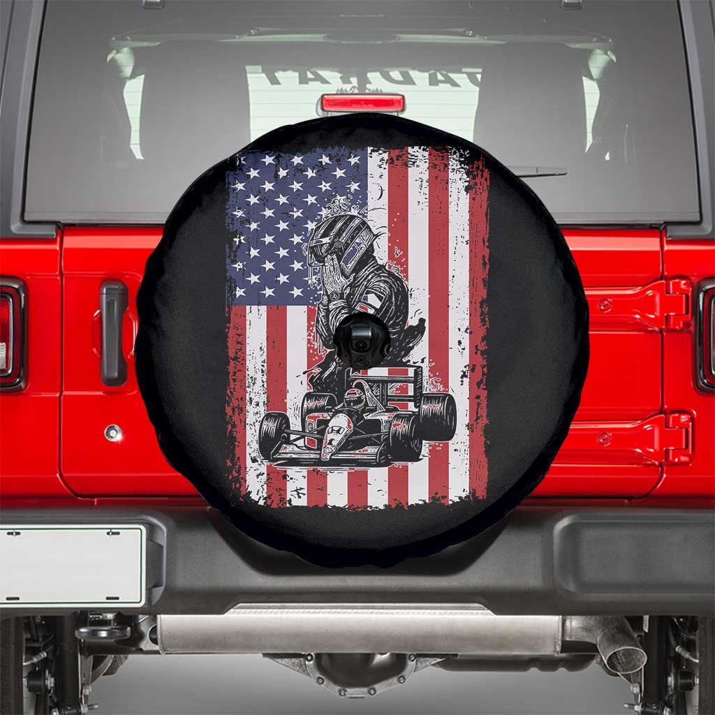 Patriotic Racing Car American Flag Race Spare Tire Cover TS14 Black Print Your Wear