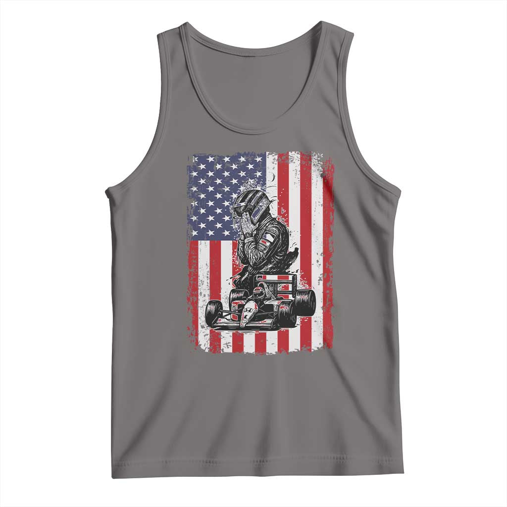 Patriotic Racing Car American Flag Race Tank Top TS14 Deep Heather Print Your Wear