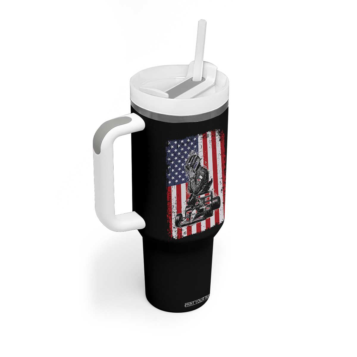 Patriotic Racing Car American Flag Race Tumbler With Handle TS14 Print Your Wear