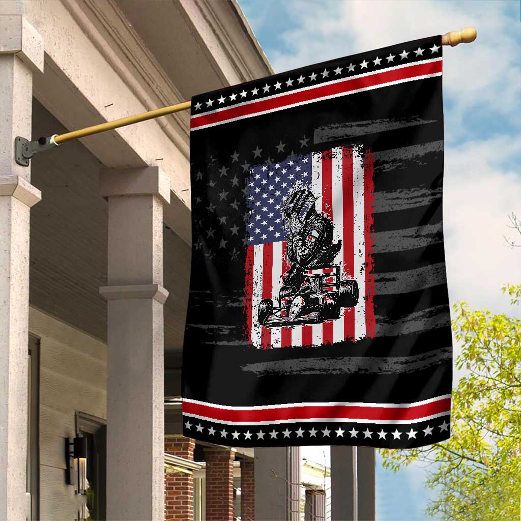 Patriotic Racing Car American Flag Race Garden Flag TS14 Distressed Black Red Print Your Wear