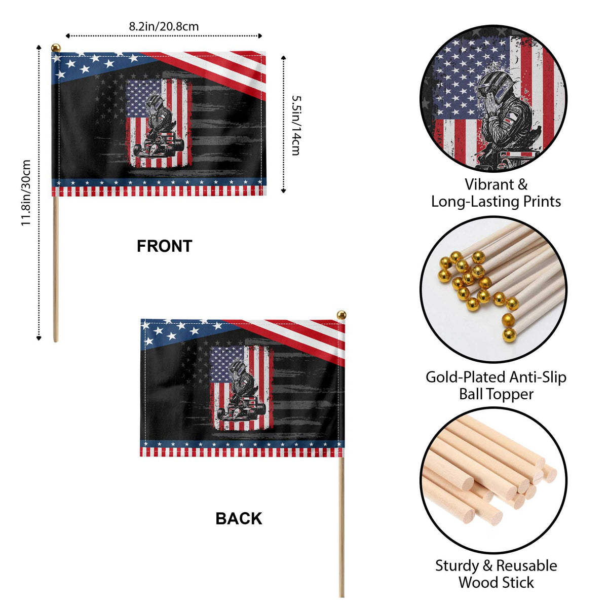Racing Car American Flag Race Patriotic Handheld Flag TS14 Print Your Wear