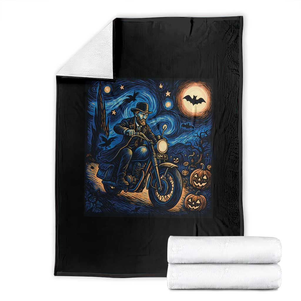 Dirt Bike Throw Blanket Van Gogh Starry Night Halloween Biker TS14 Black Print Your Wear