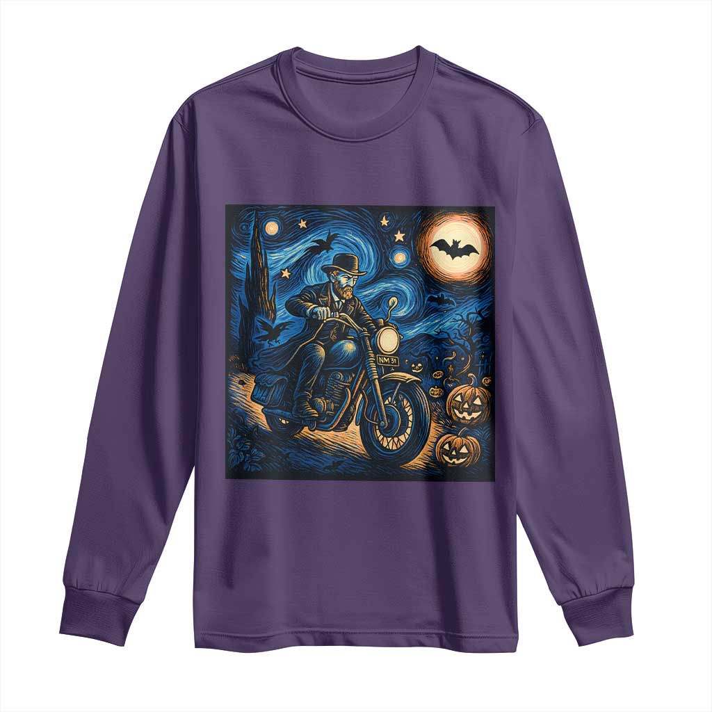 Dirt Bike Long Sleeve Shirt Van Gogh Starry Night Halloween Biker TS14 Purple Print Your Wear