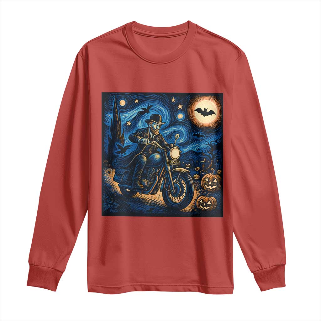 Dirt Bike Long Sleeve Shirt Van Gogh Starry Night Halloween Biker TS14 Red Print Your Wear
