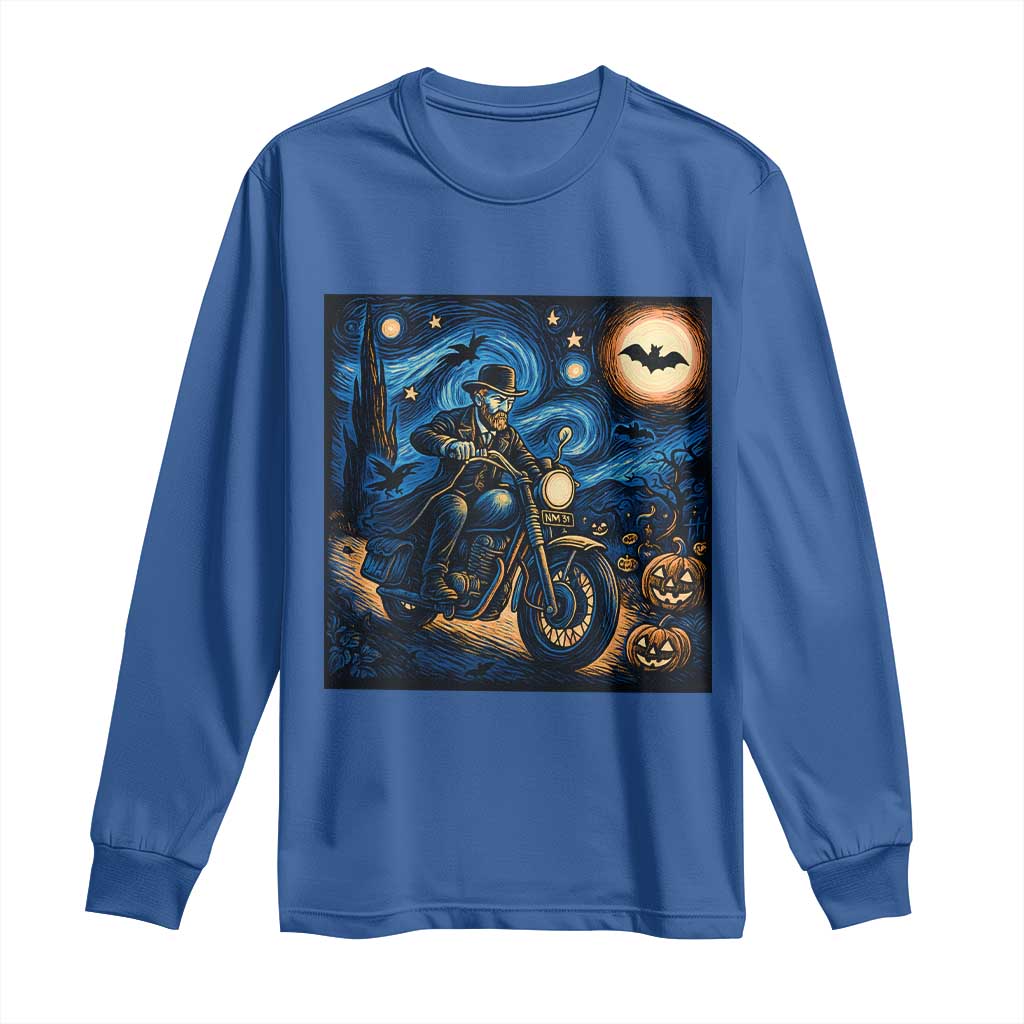 Dirt Bike Long Sleeve Shirt Van Gogh Starry Night Halloween Biker TS14 Royal Blue Print Your Wear
