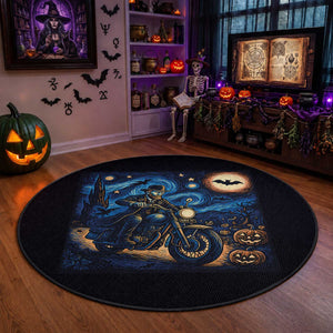 Dirt Bike Round Rug Van Gogh Starry Night Halloween Biker