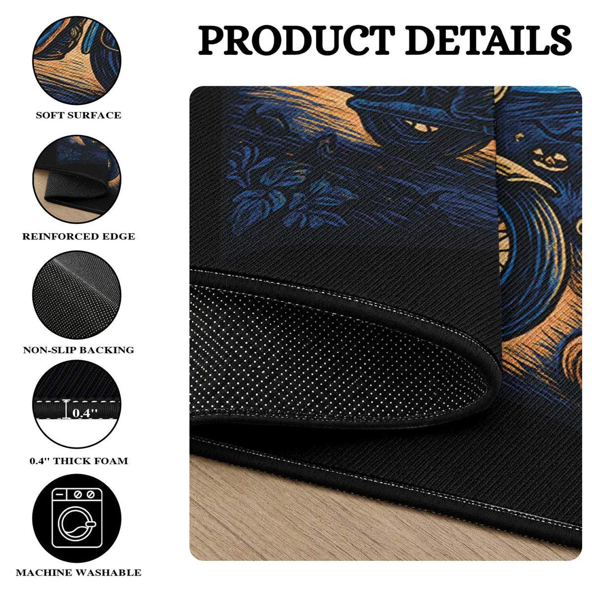 Dirt Bike Round Rug Van Gogh Starry Night Halloween Biker