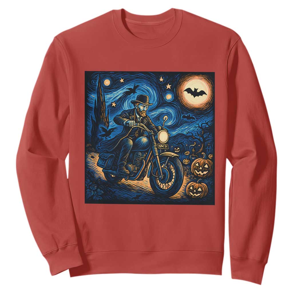 Dirt Bike Sweatshirt Van Gogh Starry Night Halloween Biker TS14 Red Print Your Wear