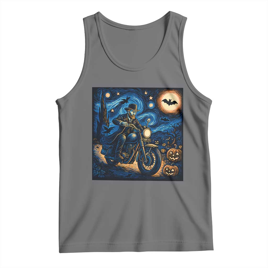 Dirt Bike Tank Top Van Gogh Starry Night Halloween Biker TS14 Black Heather Print Your Wear