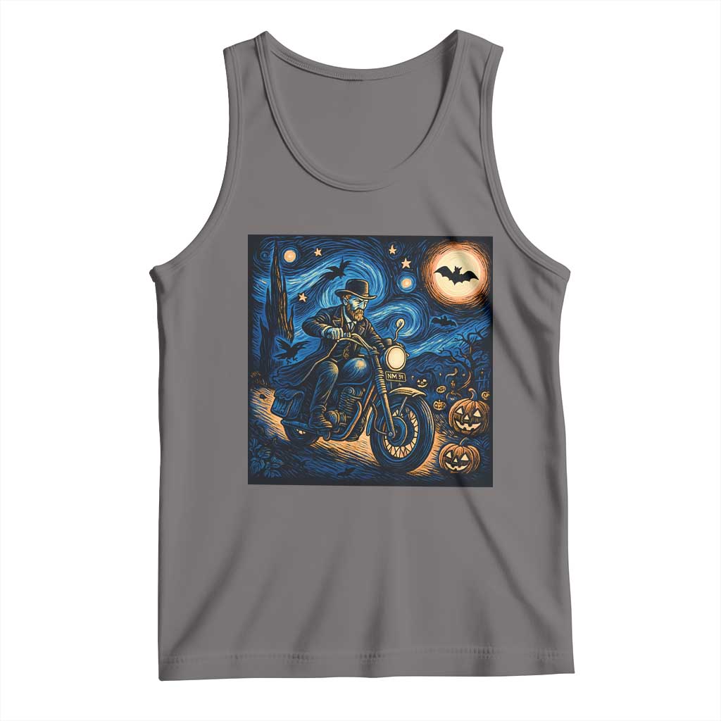 Dirt Bike Tank Top Van Gogh Starry Night Halloween Biker TS14 Deep Heather Print Your Wear