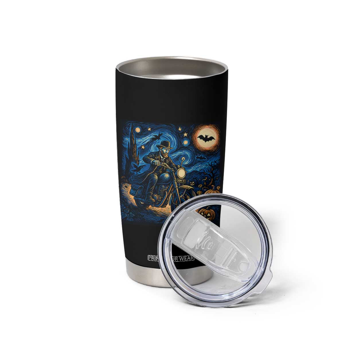 Dirt Bike Tumbler Cup Van Gogh Starry Night Halloween Biker TS14 Print Your Wear
