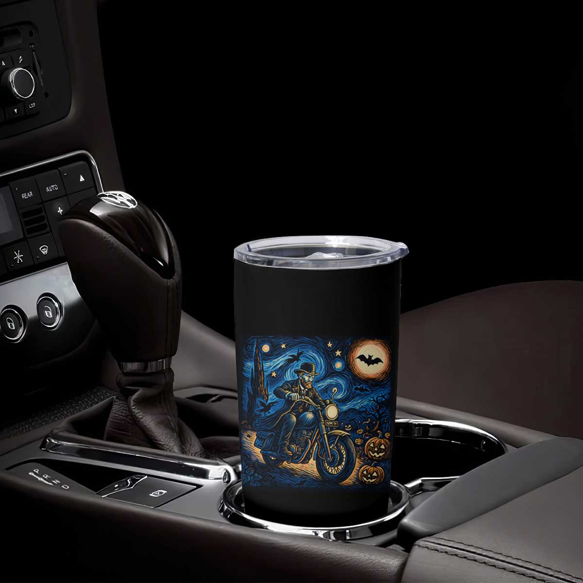 Dirt Bike Tumbler Cup Van Gogh Starry Night Halloween Biker TS14 Print Your Wear