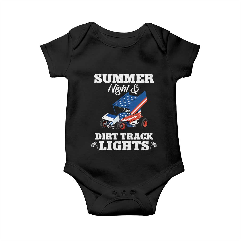 Sprint Car Racing Baby Onesie Summer Nights And Dirt Track Lights TS14 Black Print Your Wear