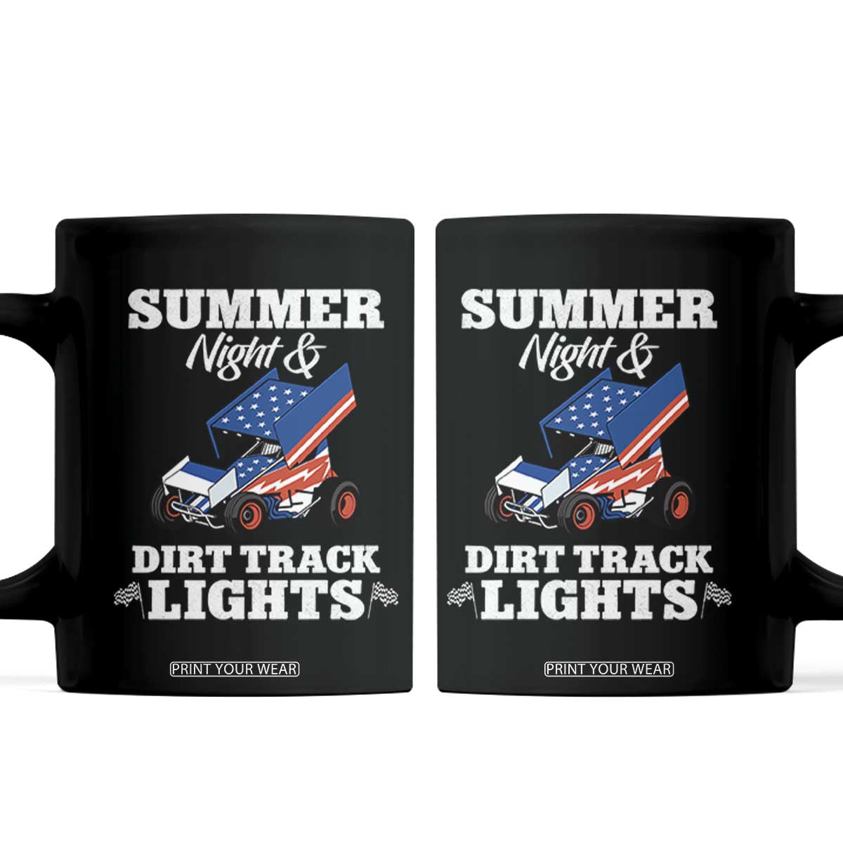 Sprint Car Racing Coffee Mug Summer Nights And Dirt Track Lights TS14 Black Print Your Wear