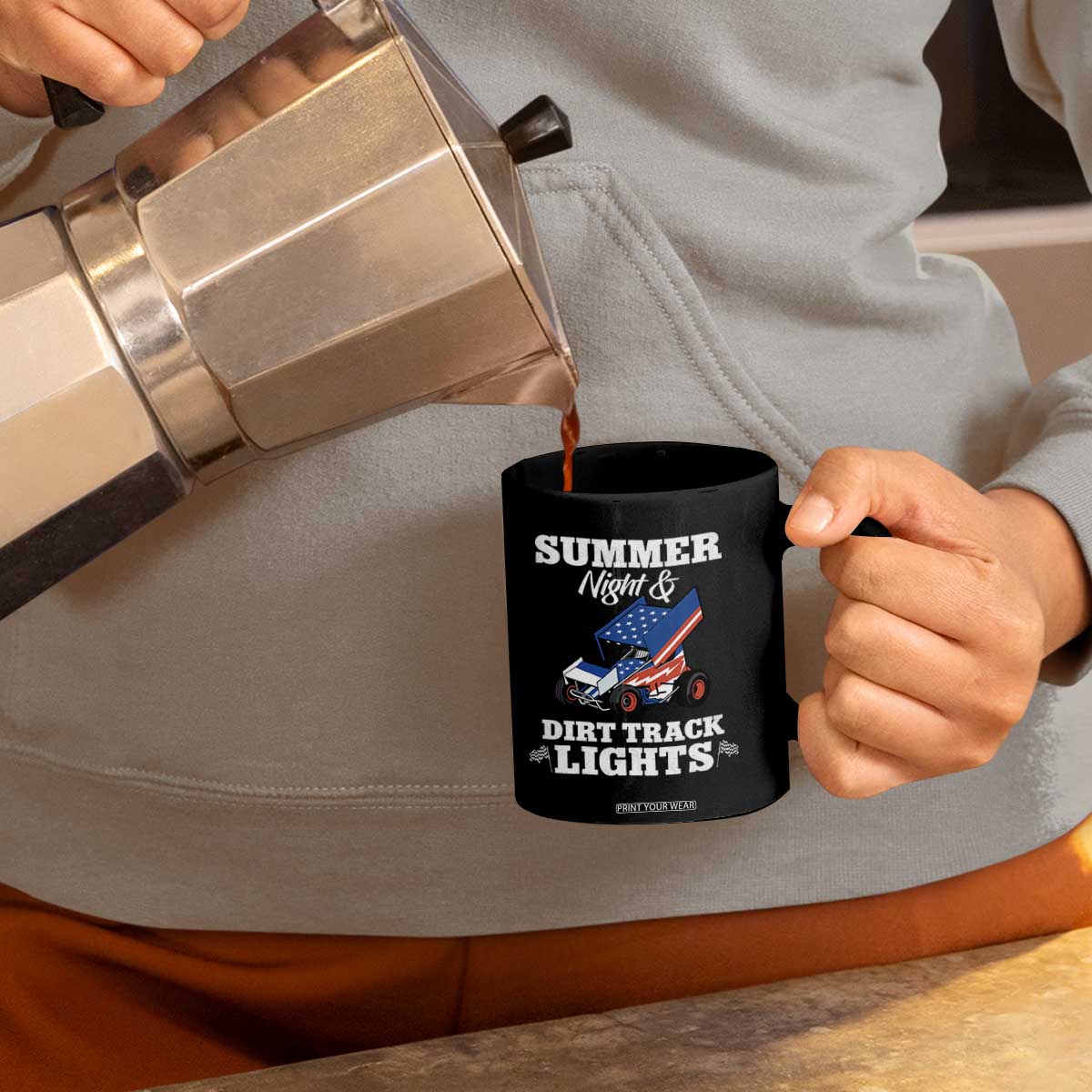 Sprint Car Racing Coffee Mug Summer Nights And Dirt Track Lights TS14 Print Your Wear