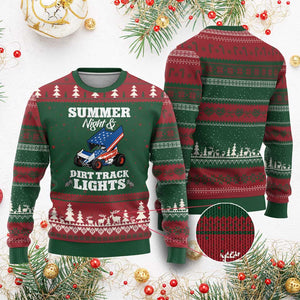 Sprint Car Racing Ugly Christmas Sweater Summer Nights And Dirt Track Lights TS14 Red Green Print Your Wear