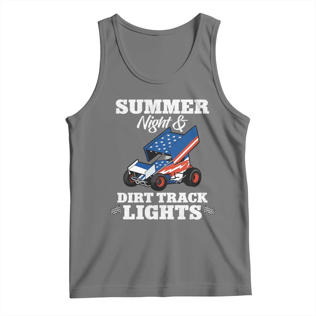 Sprint Car Racing Tank Top Summer Nights And Dirt Track Lights TS14 Black Heather Print Your Wear