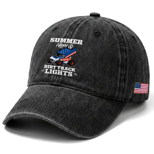 Sprint Car Racing Washed Cotton Baseball Cap Summer Nights And Dirt Track Lights TS14 Print Your Wear