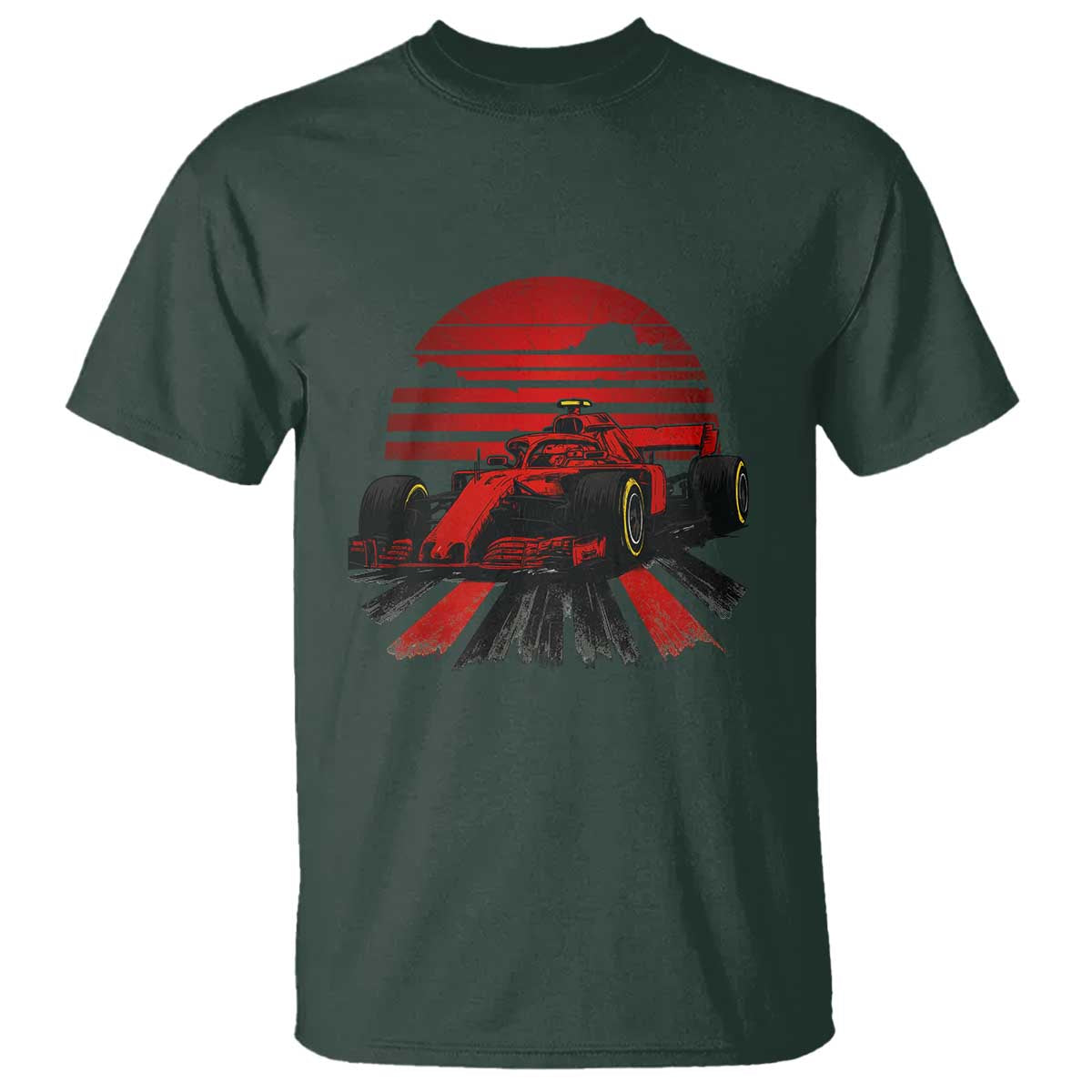 Racing Car Red Speed Motorsport T Shirt TS14 Dark Forest Green Print Your Wear