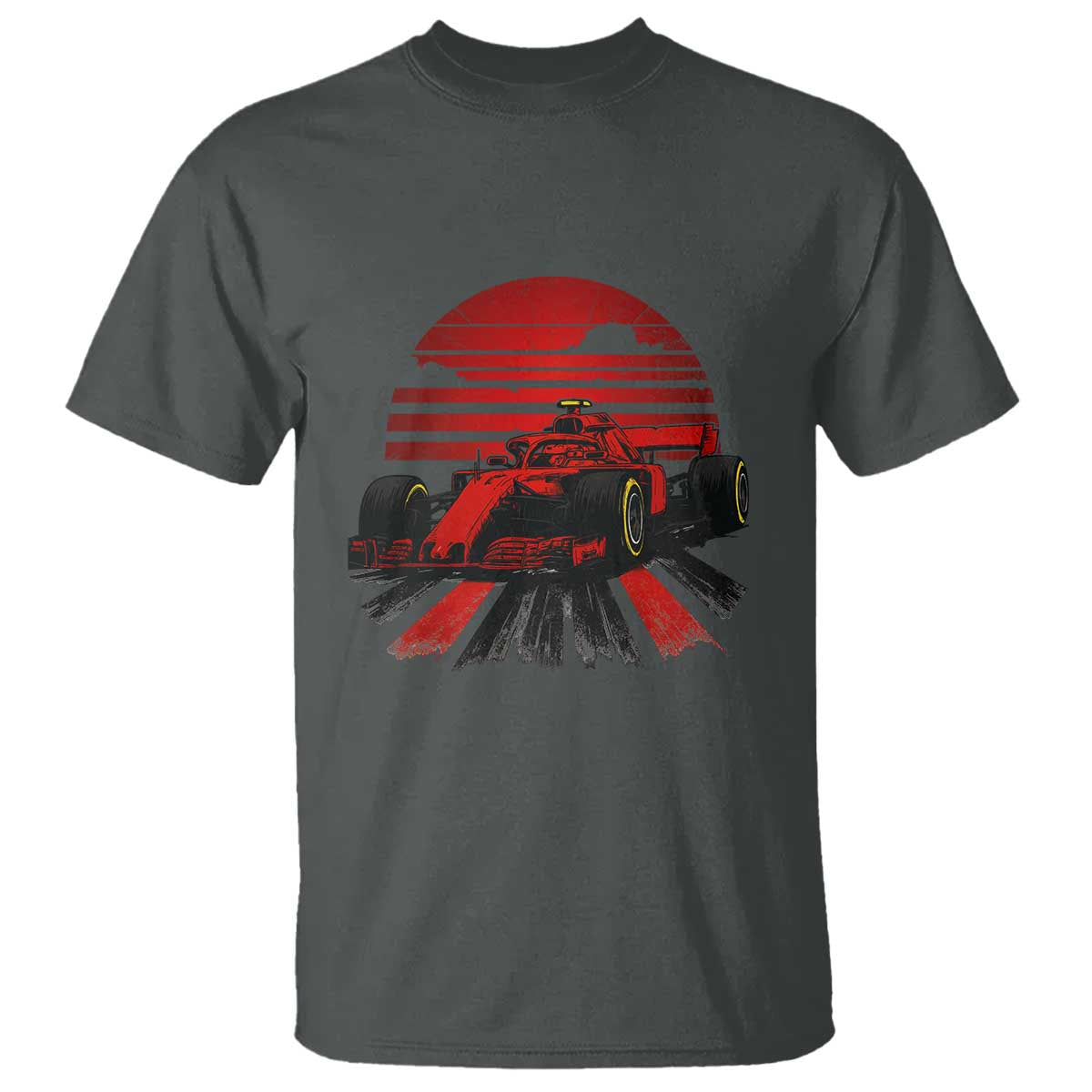 Racing Car Red Speed Motorsport T Shirt TS14 Dark Heather Print Your Wear