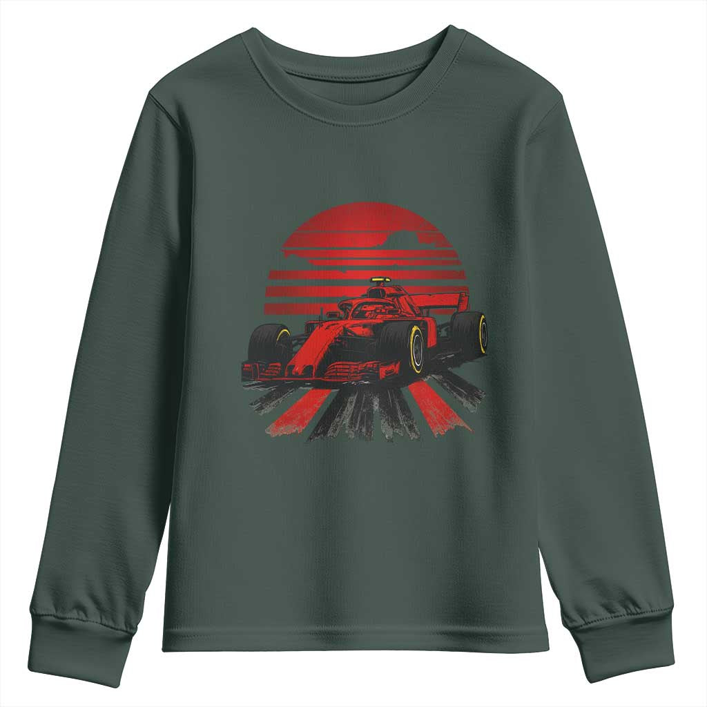 Racing Car Red Speed Motorsport Youth Sweatshirt TS14 Dark Forest Green Print Your Wear