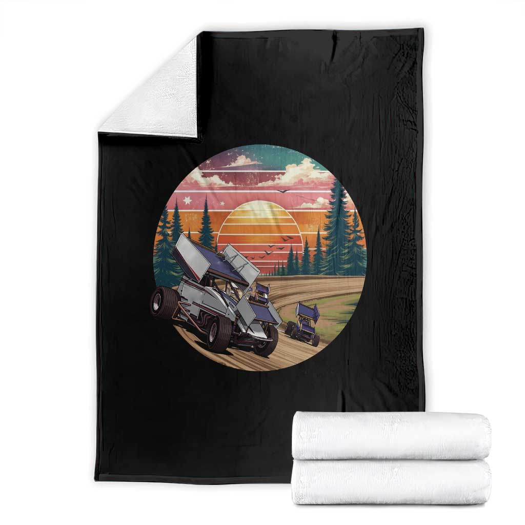 Sprint Car Dirt Track Racing Sunset Motorsports Throw Blanket TS14 Black Print Your Wear