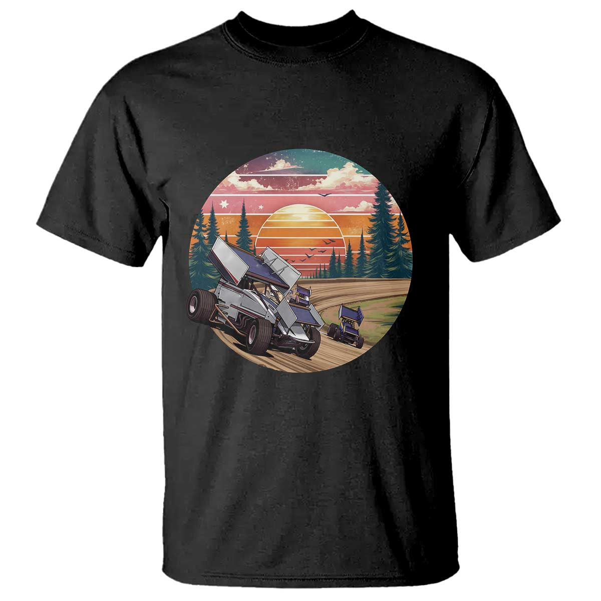 Sprint Car Dirt Track Racing Sunset Motorsports T Shirt TS14 Black Print Your Wear