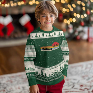 Racing Car Retro Style Vintage Ugly Christmas Sweater TS14 Forest Green Beige Print Your Wear