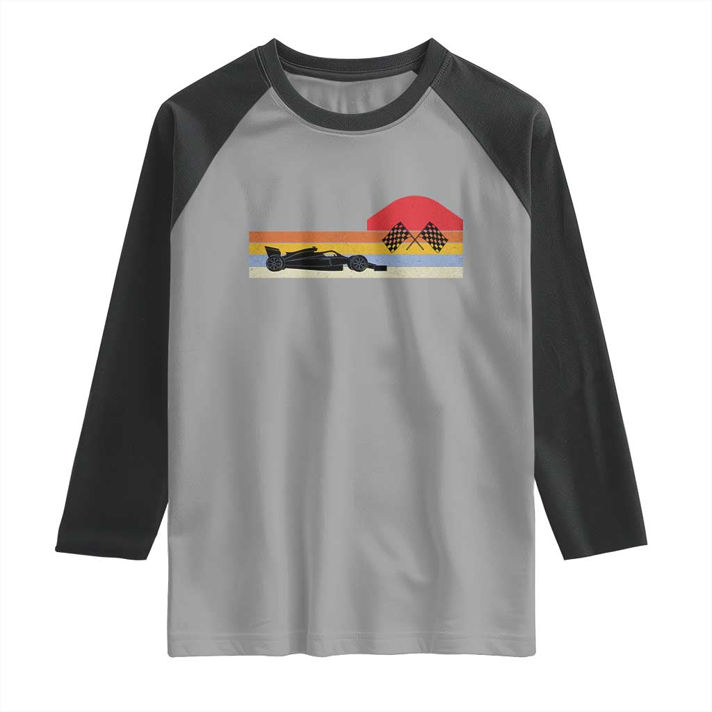 Racing Car Retro Style Vintage Raglan Shirt TS14 Sport Gray Black Print Your Wear